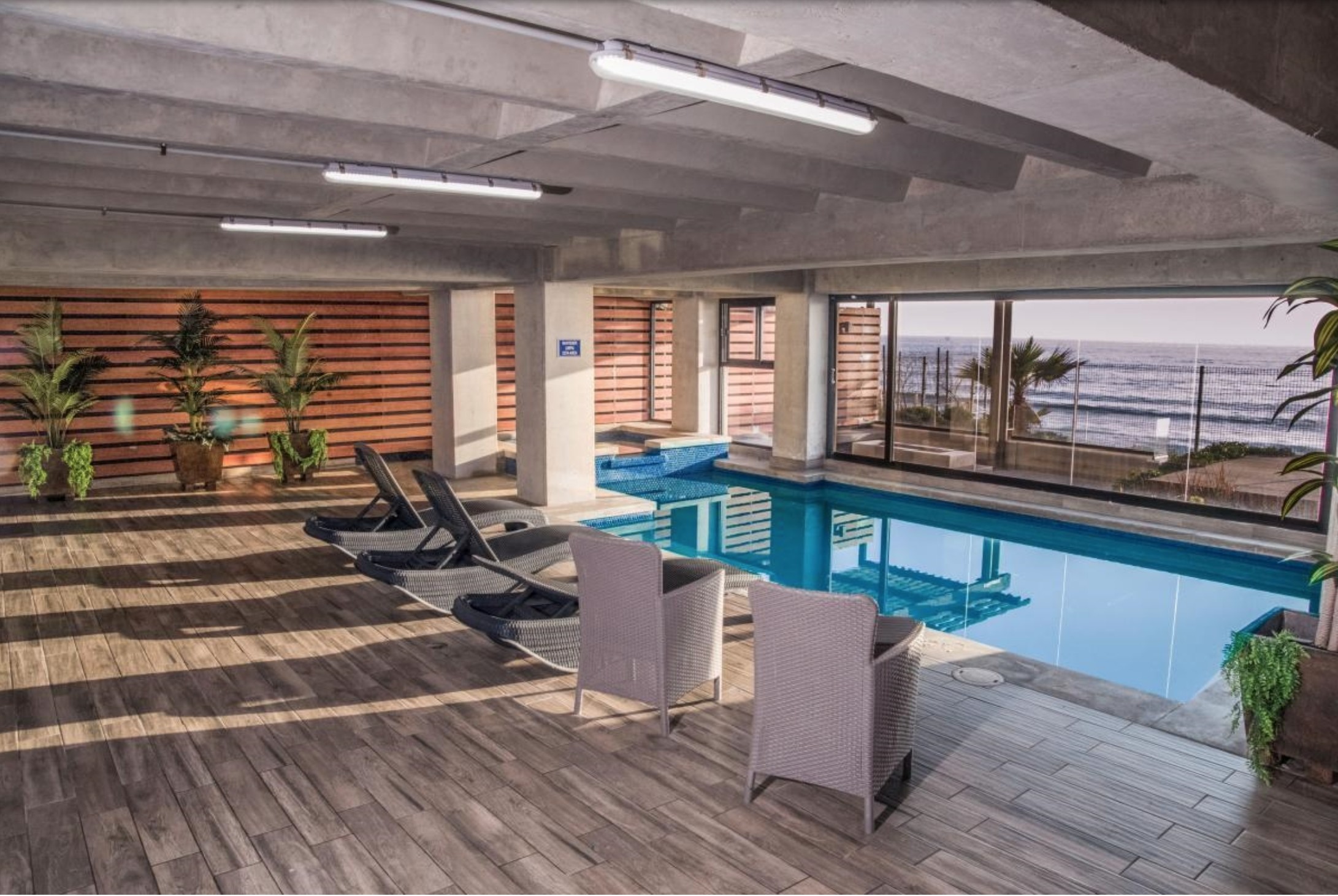 Ocean-view indoor pool at Torre Pacífico